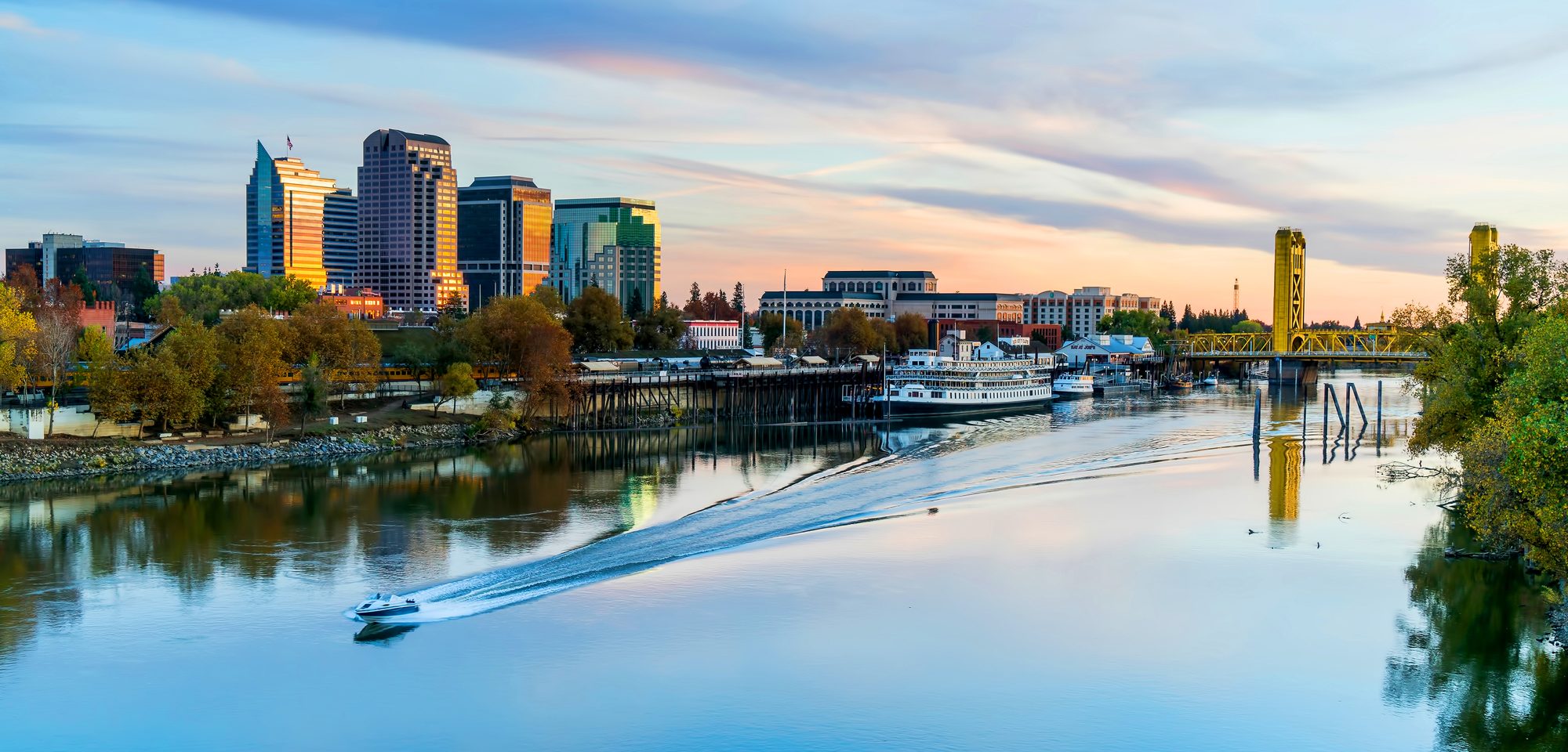 Sacramento skyline over the river
